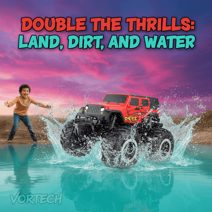 Ultimate 4WD Amphibious Monster Truck - Large Rechargeable Stunt Car For Kids - Monsta Online