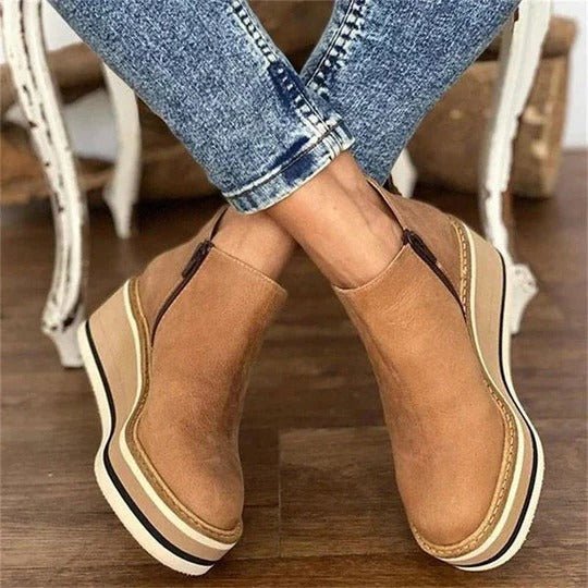 Women's Chic Low Ankle Boots – Side Zipper, Reinforced Grip Sole, All - Season Comfort - Monsta Online