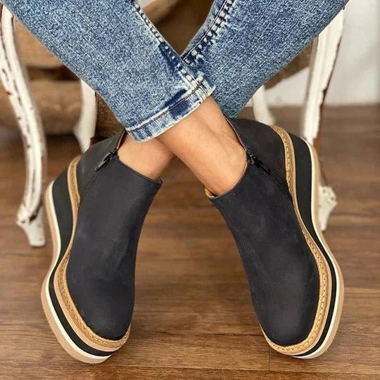 Women's Chic Low Ankle Boots – Side Zipper, Reinforced Grip Sole, All - Season Comfort - Monsta Online