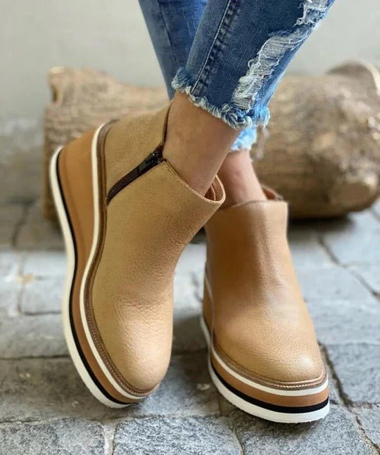 Women's Chic Low Ankle Boots – Side Zipper, Reinforced Grip Sole, All - Season Comfort - Monsta Online