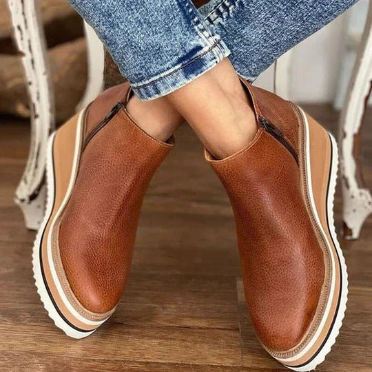 Women's Chic Low Ankle Boots – Side Zipper, Reinforced Grip Sole, All - Season Comfort - Monsta Online