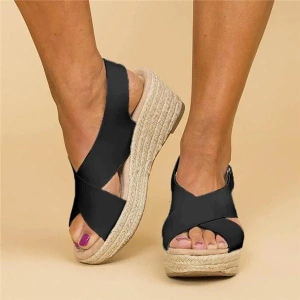 Women's Orthopedic Wedge Sandals – Cross Strap Espadrilles with Arch Support - Monsta Online