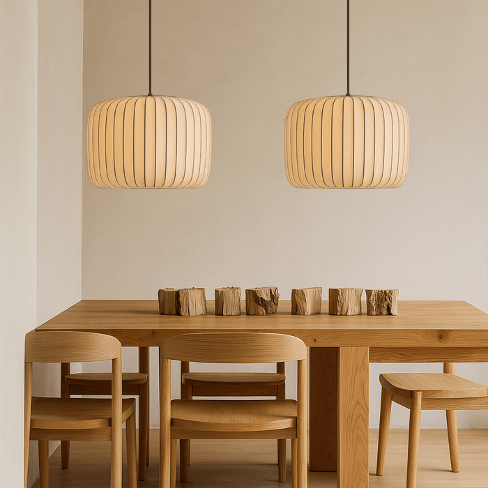Rendara Silk Pendant Light – Luxury Pleated Fabric Hanging Lamp - Monsta Online