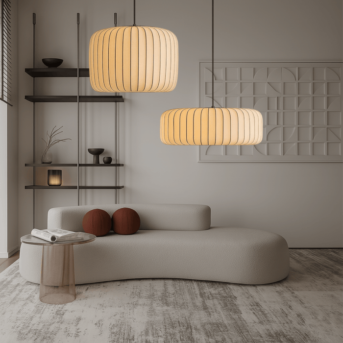 Rendara Silk Pendant Light – Luxury Pleated Fabric Hanging Lamp - Monsta Online