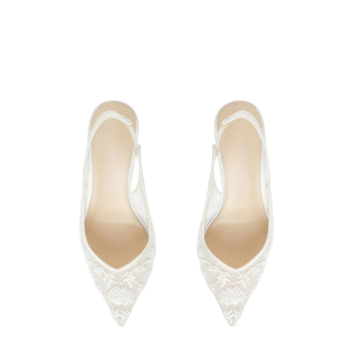 Tabitha Slingback Heels – Luxury Beaded Lace Pumps for Women, Elegant & Comfortable - Monsta Online