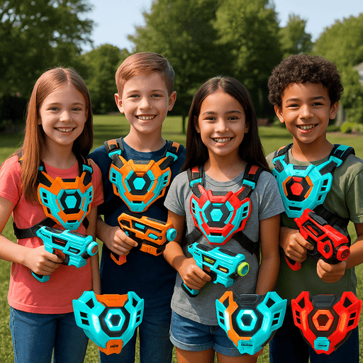 Action - Packed 4 - Player Laser Tag Gun Set with Vests Real - Time Sync for Indoor Outdoor Fun - Monsta Online