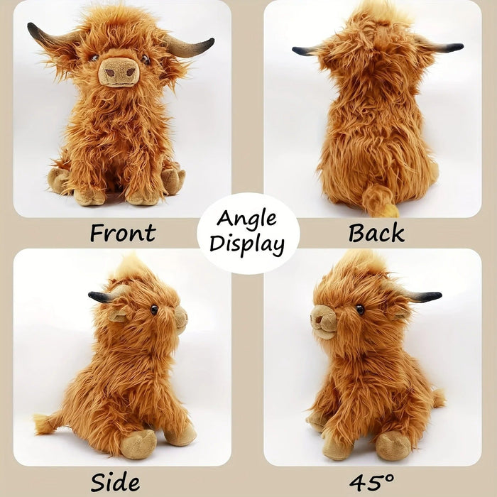 Fluffy Highland Cow Plush Toy – Soft Cuddly Stuffed Animal for Kids & Adults - Monsta Online