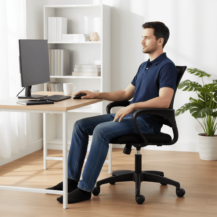 Ergonomic Mesh Office Chair with Lumbar Support – Adjustable Mid - Back Swivel Desk Chair with Wheels (7 Colors Available) - Monsta Online