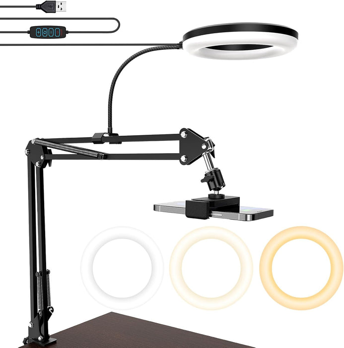 Adjustable Overhead Phone Mount with Ring Light for Live Streaming and Recording - Monsta Online
