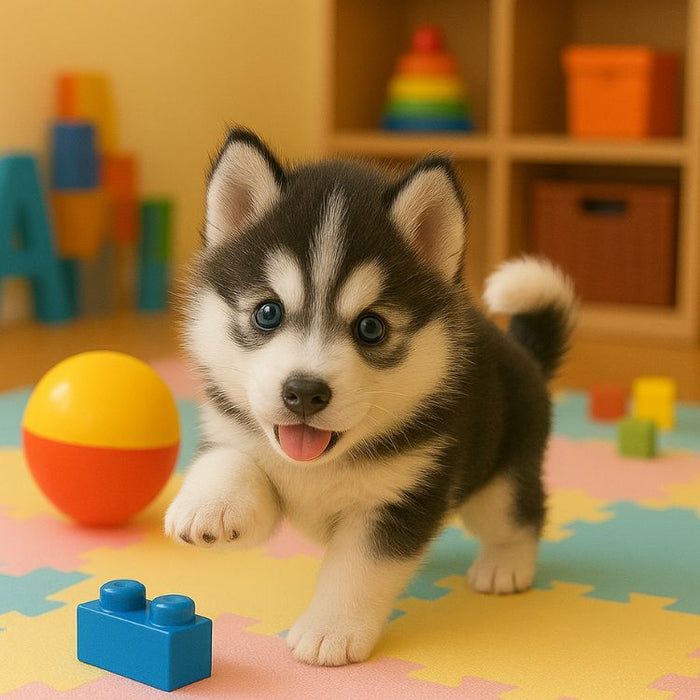 Interactive Walking Husky Puppy Toy – Realistic Barking, Tail Wagging & Lifelike Movement - Monsta Online
