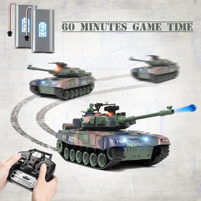 1:18 Scale RC Tank Russian T - 90 Remote Control Tank Model Battle Toys Military Shoots BBS with Dual Batteries for Kids - Monsta Online