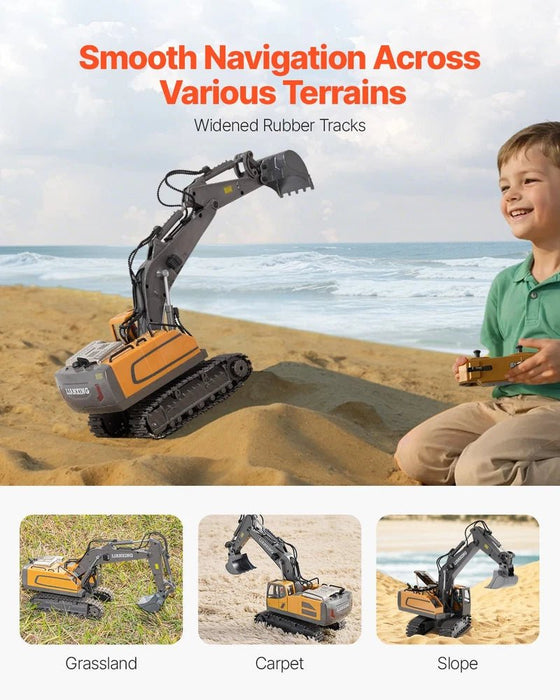 1:20 Scale Remote Control Premium Excavator Toy 11 Channel RC Digger with Dual Batteries for Kids - Monsta Online