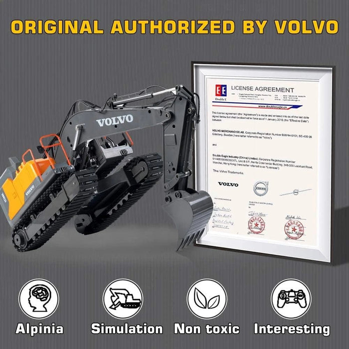 Premium 1:16 Scale Full Function Volvo RC Excavator with Metal Shovel - 17 Channel 3 - in - 1 Toy for Kids and Adults - Monsta Online
