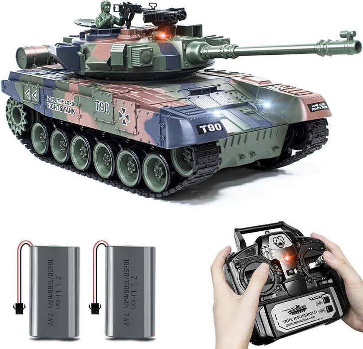 1:18 Scale RC Tank Russian T - 90 Remote Control Tank Model Battle Toys Military Shoots BBS with Dual Batteries for Kids - Monsta Online