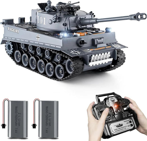 1:18 Scale German Tiger I RC Battle Tank - Remote Control, BB Shooter with Dual Batteries for Kids - Monsta Online