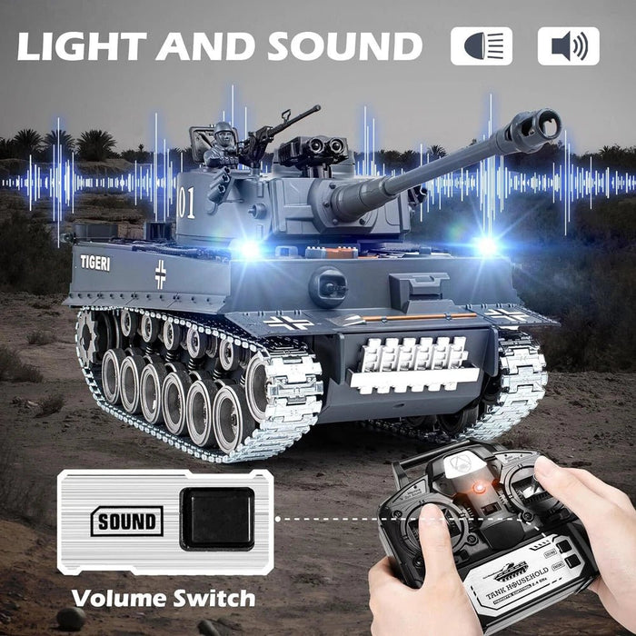 1:18 Scale German Tiger I RC Battle Tank - Remote Control, BB Shooter with Dual Batteries for Kids - Monsta Online