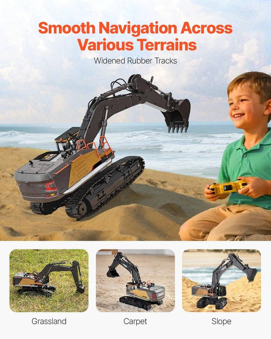 Professional 1:14 Scale 22 Channel Remote Control Excavator with Dual Batteries for Kids and Adults - Monsta Online