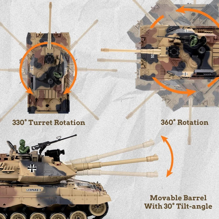 1:18 German Leopard II RC Tank with BB Shooting – Premium Model Tank with Dual Batteries - Monsta Online