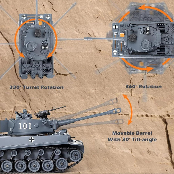 1:18 Scale German Tiger I RC Battle Tank - Remote Control, BB Shooter with Dual Batteries for Kids - Monsta Online
