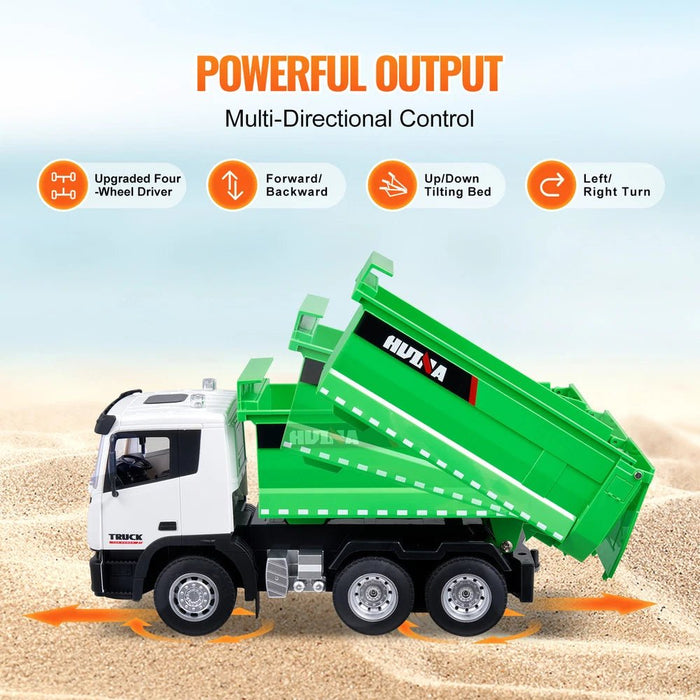 1:18 Scale RC Dump Truck Toy – 9CH Remote Control Construction Vehicle with Dual Batteries - Monsta Online
