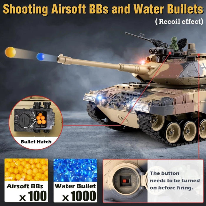 1:18 German Leopard II RC Tank with BB Shooting – Premium Model Tank with Dual Batteries - Monsta Online