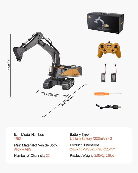 Professional 1:14 Scale 22 Channel Remote Control Excavator with Dual Batteries for Kids and Adults - Monsta Online