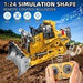 1:24 Scale 9 Channel Remote Control Bulldozer Toy with Metal Shovel and Dual Batteries Lights & Sounds for Kids - Monsta Online