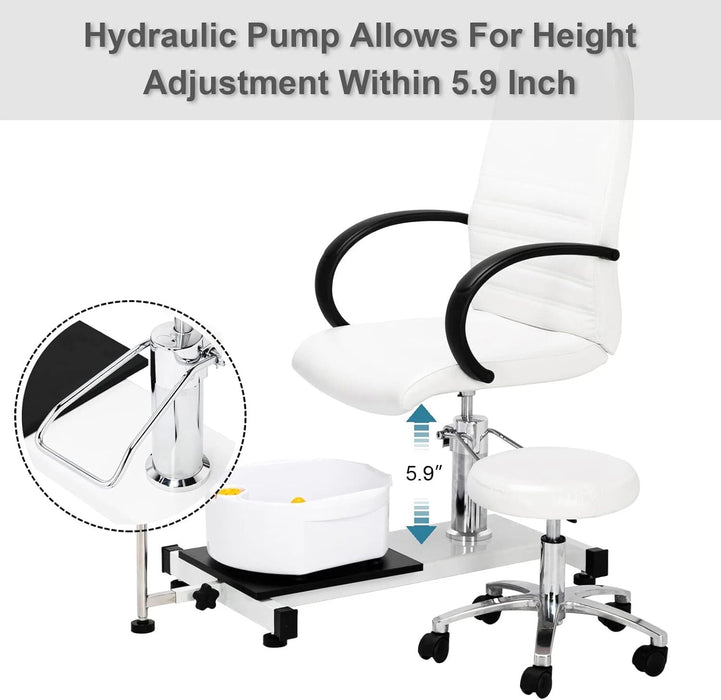 Professional No - plumbing Spa Pedicure Chair with Foot Bath and Rolling Stool - Monsta Online