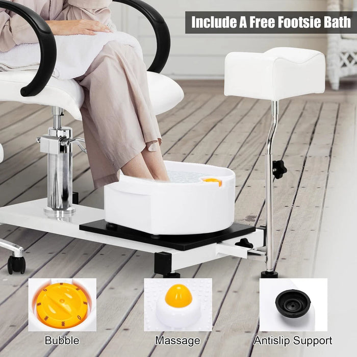 Professional No - plumbing Spa Pedicure Chair with Foot Bath and Rolling Stool - Monsta Online