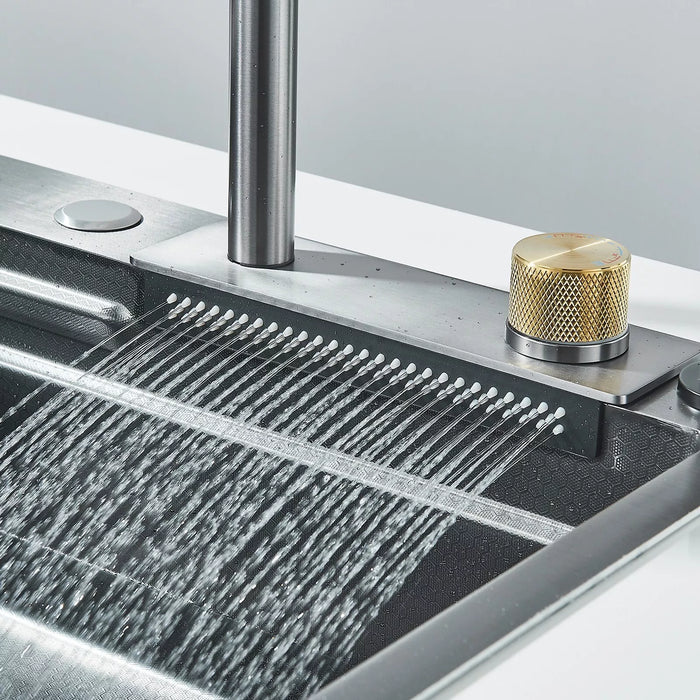 24" Flying Rain Waterfall Kitchen Sink Set with Integrated Faucet and Cup Washer - Monsta Online