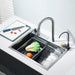 24" Flying Rain Waterfall Kitchen Sink Set with Integrated Faucet and Cup Washer - Monsta Online