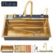 Modern 29.5" Stainless Steel Drop - In Waterfall Kitchen Sink with Pull Down Faucet - Monsta Online