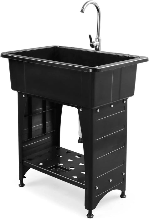 Multi Purpose Utility Laundry Sink with Stainless Steel Faucet and Removable Drainboard - Monsta Online