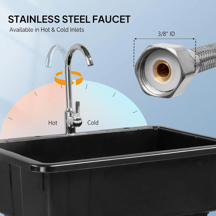 Multi Purpose Utility Laundry Sink with Stainless Steel Faucet and Removable Drainboard - Monsta Online