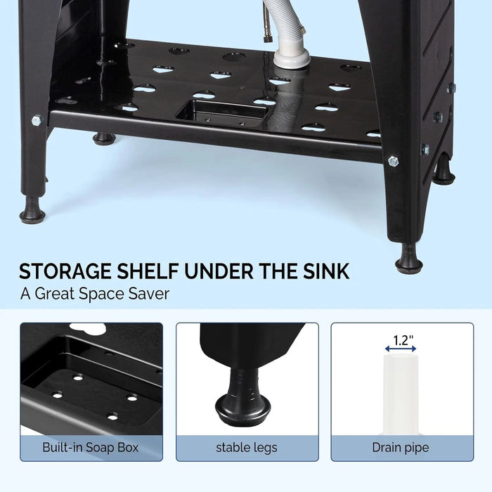 Multi Purpose Utility Laundry Sink with Stainless Steel Faucet and Removable Drainboard - Monsta Online