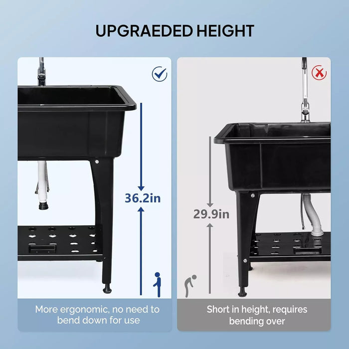 Multi Purpose Utility Laundry Sink with Stainless Steel Faucet and Removable Drainboard - Monsta Online