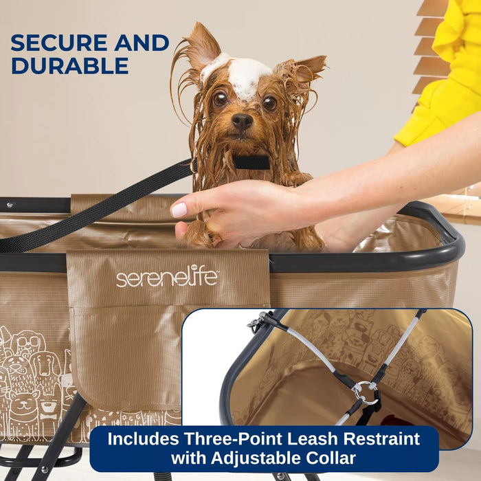 Foldable Dog Grooming Bath Tub with Quick Drain and Leash Safety Strap - Monsta Online