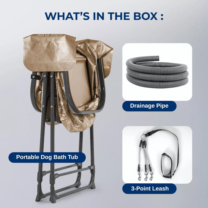 Foldable Dog Grooming Bath Tub with Quick Drain and Leash Safety Strap - Monsta Online