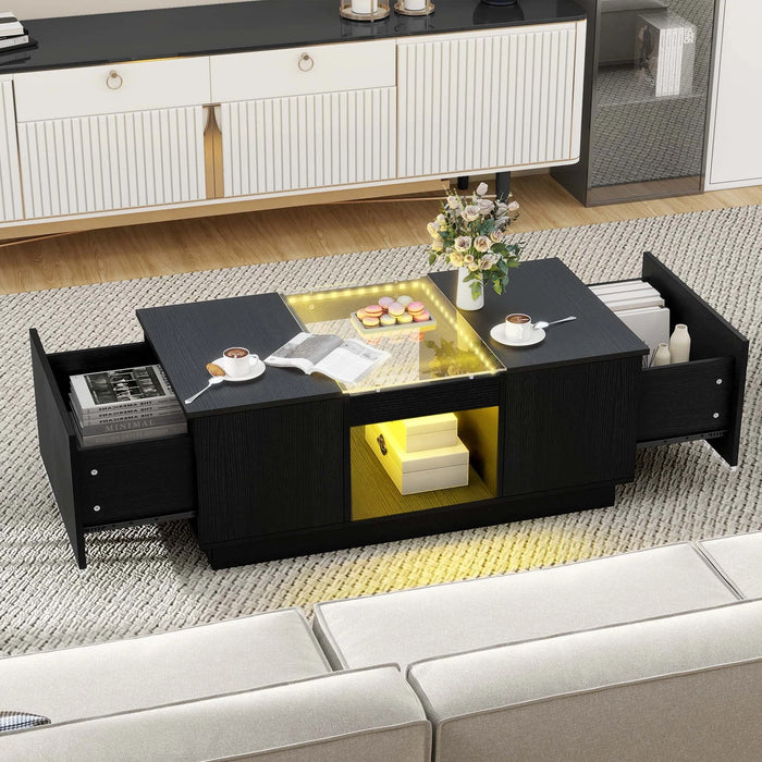 40" Modern LED Coffee Table with Hidden Storage Drawers and Charging Station - Monsta Online
