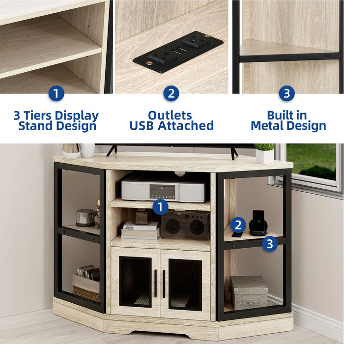 Corner TV Stand with Media Console and Storage Cabinet – Up to 55" TVs - Monsta Online