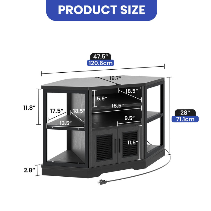 Corner TV Stand with Media Console and Storage Cabinet – Up to 55" TVs - Monsta Online