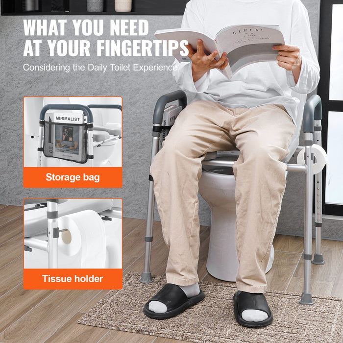 Non - Slip 350LBS Toilet Seat Riser for Seniors with Padded Arms - Monsta Online