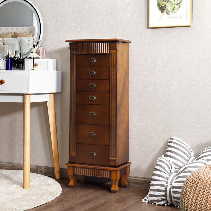 Luxury Wooden Jewelry Armoire with Mirror and Drawers - Monsta Online