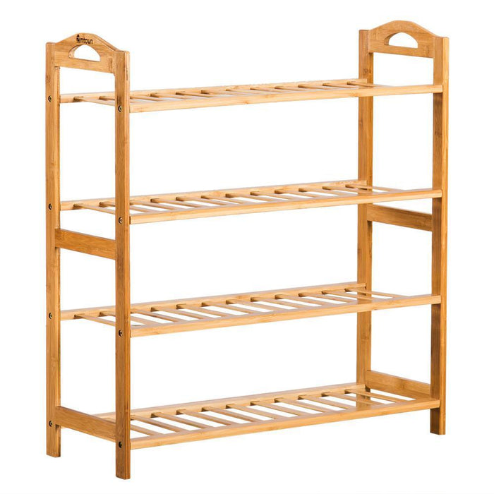 Sturdy 4 Tier Entryway Wooden Shoe Rack Organizer with Open Storage Shelves - Monsta Online