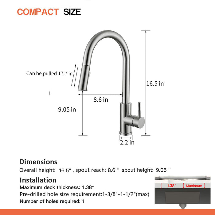 Modern Touch - Activated Kitchen Sink Faucet with Easy Pull Down Spray - Monsta Online