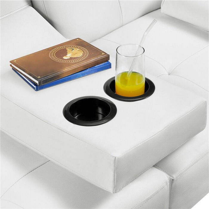 3 - in - 1 Convertible Futon Sofa Bed with Cup Holders and Plush Pillows - Monsta Online