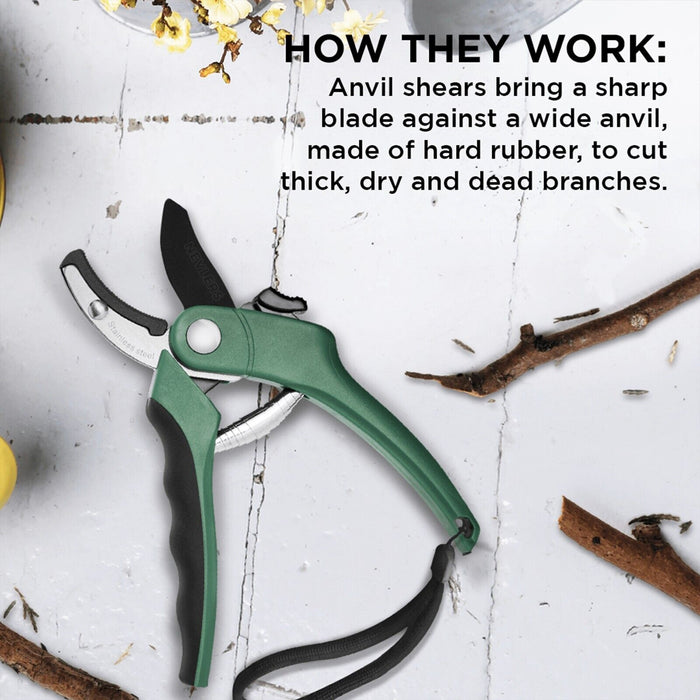 Durable Anvil Pruning Shears 8mm with Stainless Steel Precision Blade - Monsta Online