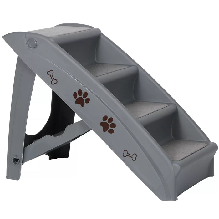 Non - Slip 4 - Steps Foldable Dog Stairs with Sturdy Support Frame for High Beds - Monsta Online