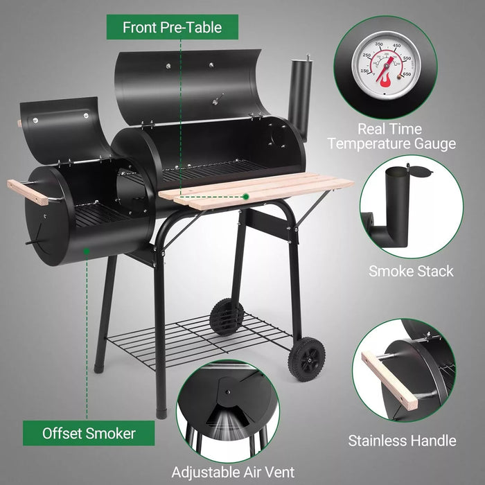 Authentic Barrel - Style Outdoor Charcoal Grill for Camping and Backyard Cookouts - Monsta Online