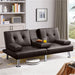 3 - in - 1 Convertible Futon Sofa Bed with Cup Holders and Plush Pillows - Monsta Online